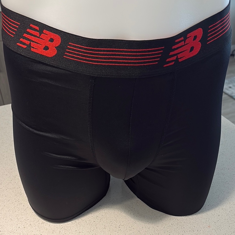 New Balance Black and Red Boxer Briefs Moisture-Wicking Athletic Fit